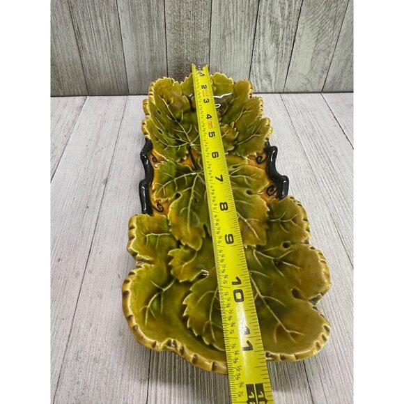 Vtg Czechoslovakian Rectangular Relief Relish Dish Leaf Design #642 11.5" Long - Picture 6 of 7